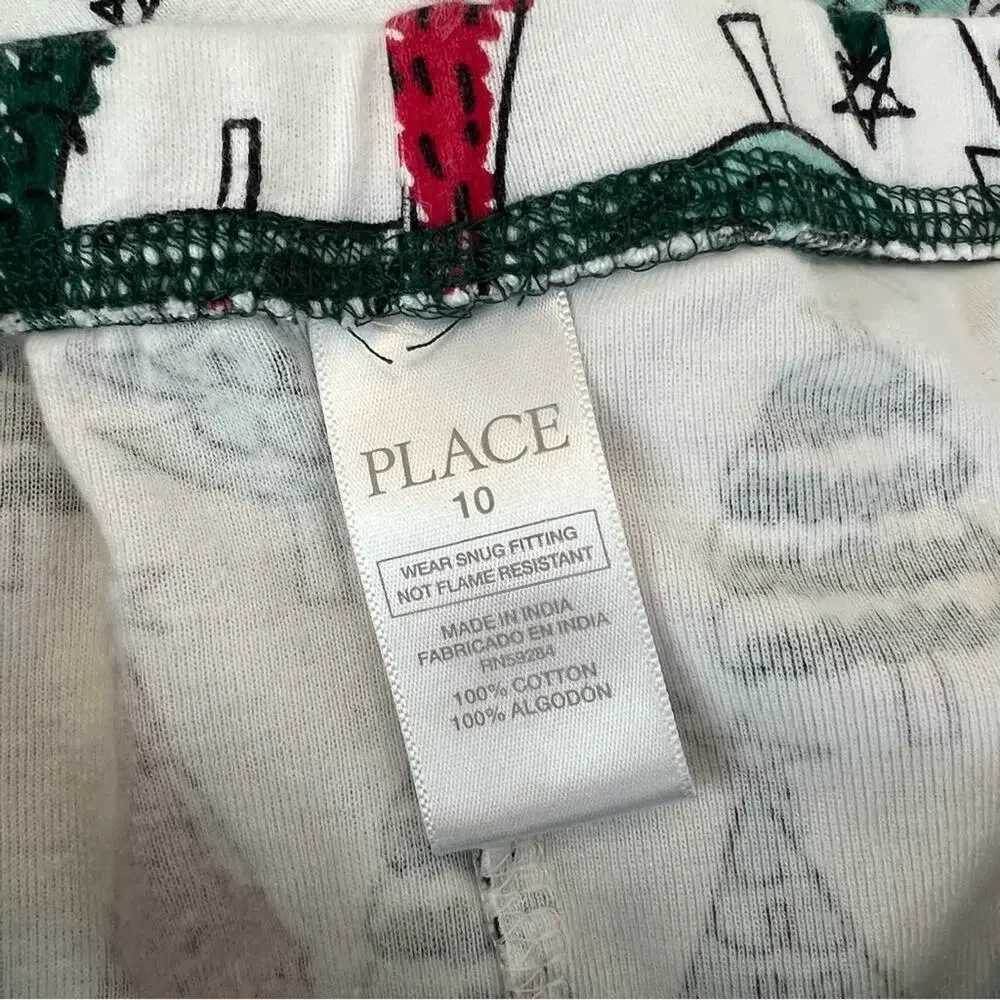 The Children’s Place Christmas Tree Print White Green Red PJ Pajama Pants